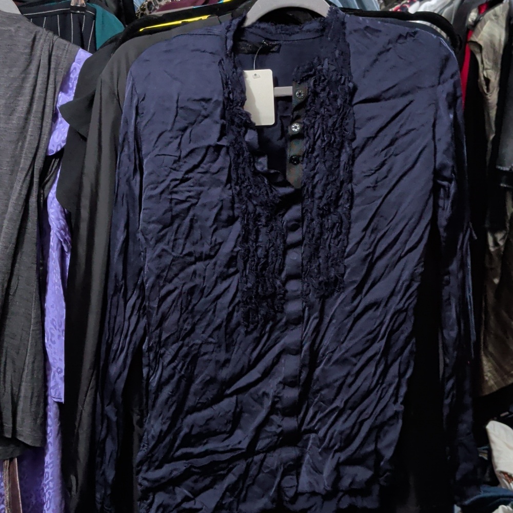 Jaga Sz 4 Elegant Navy Blue Women's Top